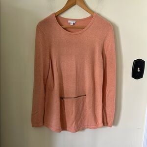 Pure J. Jill Peach Cotton/Cashmere Blend Kangaroo Pouch Sweater Size S